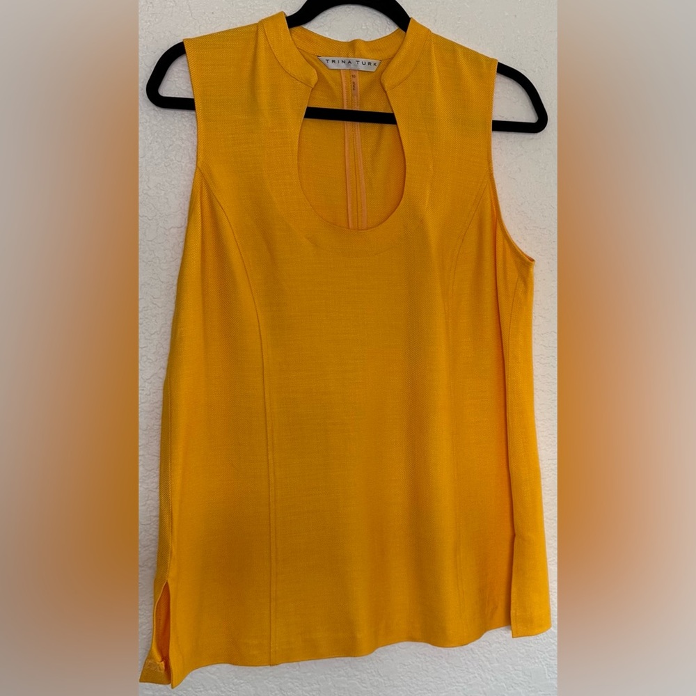 Trina Turk Vibrant Golden Yellow Sleeveless Tunic Top Size 10